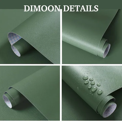 Miniatura 2 de Dimoon Papel Tapiz Despegar y Pegar de 17.3''x78.7'' Papel de Contacto Verde para Nuevos Materiales Ecológicos Engrosamiento Actualización Relieve