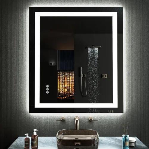Miniatura 23 de LOAAO Espejo de Baño LED de 40"X32" con Luces, Antivaho, Regulable, Retroiluminación RGB + Iluminación Frontal, Espejo de Tocador de Baño