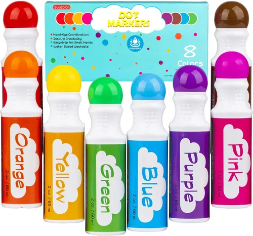 Marcadores de puntos para niños pequeños, niños en preescolar, Bingo Daubers, marcadores de arte lavables de 8 colores, suministros de arte y