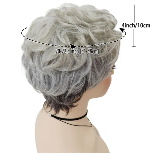 Miniatura 3 de GNIMEGIL Pelucas cortas rizadas grises para mujeres, pelo sintético suave, pelucas de reemplazo para abuela, pelucas completas para uso diario