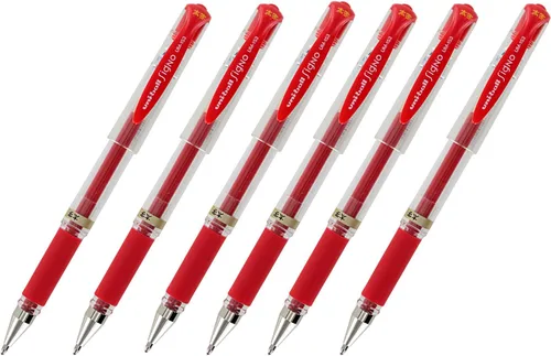 Pluma de punta rodante Uni-Ball Signo UM-153, tinta de gel, con Punta amplia, de 1.0 mm, paquete de 3 unidades, Tinta roja