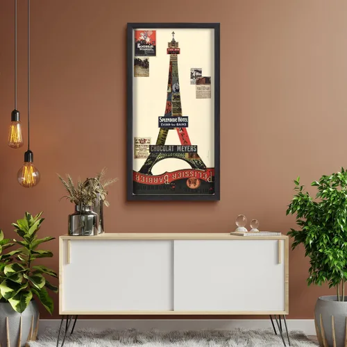 Miniatura 7 de Empire Art Direct Arte de pared gráfico enmarcado con collage de arte dimensional "Torre Eiffel" firmado a mano por Alex Zeng, 17 x 33 pulgadas