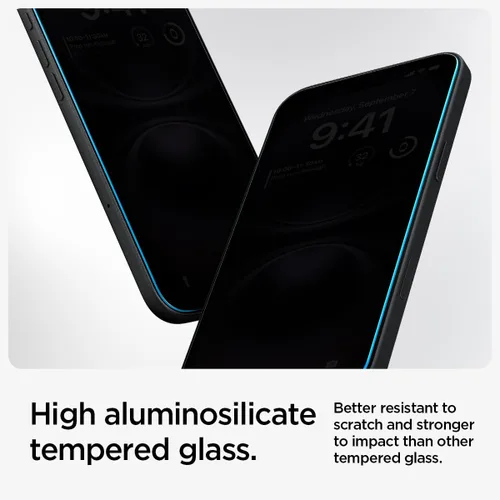 Miniatura 3 de Spigen Protector de pantalla de vidrio templado [GlasTR EZ FIT - Privacidad] Diseñado para iPhone 16 Plus/iPhone 15 Plus [2 unidades]
