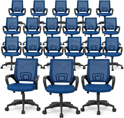 Miniatura 35 de Magshion Silla ergonómica de escritorio de oficina, silla de computadora de malla con respaldo medio, silla giratoria con respaldo transpirable