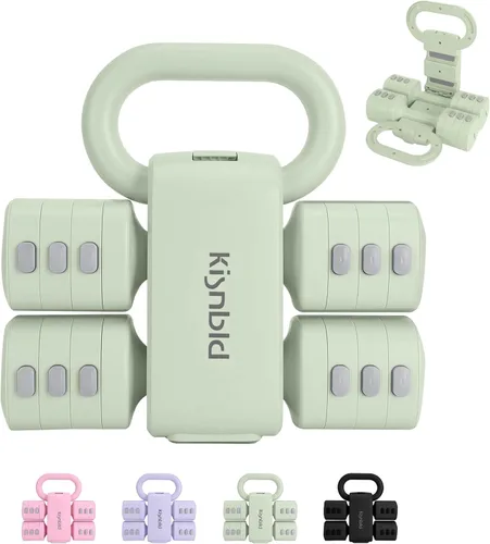 Miniatura 12 de kisnbld Juego de mancuernas ajustables de 2, juego de 4 en 1 de pesas libres para mujeres con ajuste rápido, cada juego de pesas de mano de 2 libras