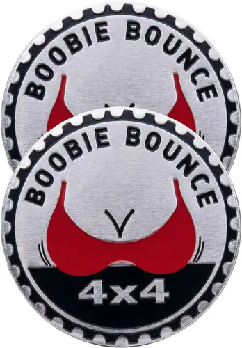 2 piezas de emblema de coche Boobie Rated, emblema automotriz metálico 4 x 4, emblemas de coche redondos de metal 3D, pegatinas de emblema de coche