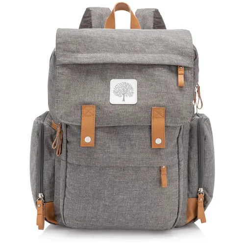 Parker Baby Co. Mochila para pañales - Bolsa de pañales grande con bolsillos aislados, correas para cochecito y cambiador - Bolsa Birch - Gris