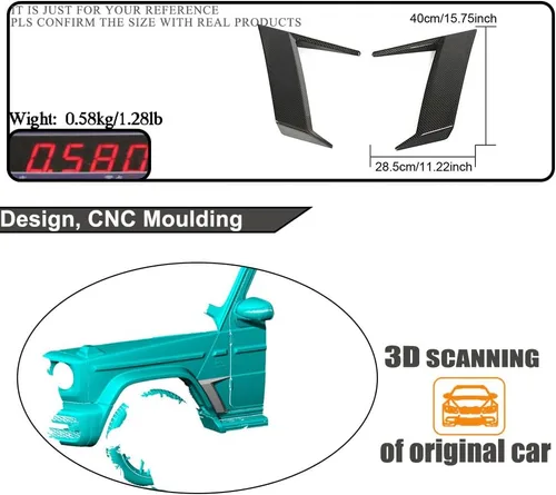 Miniatura 5 de Ventilación lateral de fibra de carbono para Mercedes Benz Clase G W463 G500 G550 G63 AMG Sport Utility 4 puertas 2019-2024 cubierta de toma de aire