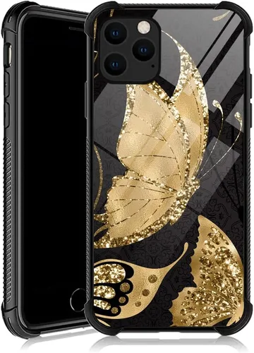 Miniatura 14 de DJSOK Compatible con funda para iPhone 13 Pro Max, fundas doradas de mariposa y rosa para iPhone 13 Pro Max para mujeres y niñas, diseño