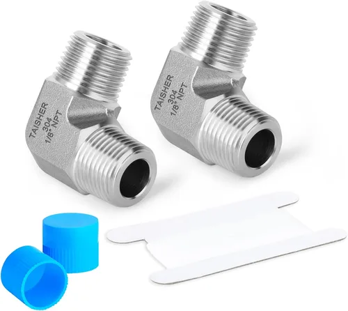 Miniatura 25 de TAISHER 2 piezas de acero inoxidable 304 cuadrado codo Barstock Street de 90 grados, tubo hembra NPT de 1/8 pulgadas a tubo hembra NPT de 1/8