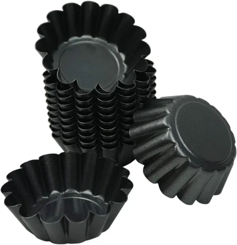 Miniatura 8 de Paquete de 12 mini moldes para tartas de acero al carbono antiadherentes, molde para tartas, magdalenas, pudines para magdalenas, tartas chinas