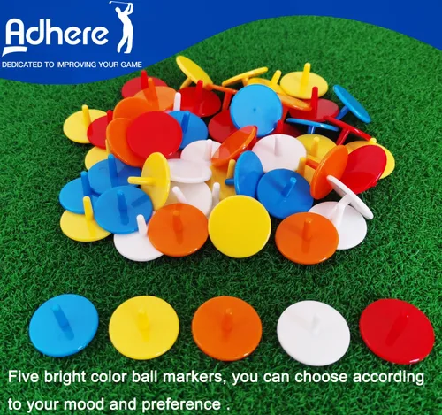 Miniatura 6 de Adhere Marcadores de pelota de golf, 50 unidades, 100 unidades, marcador de bola de posición de plástico, tamaño cuarto, 0.94 pulgadas, marcador