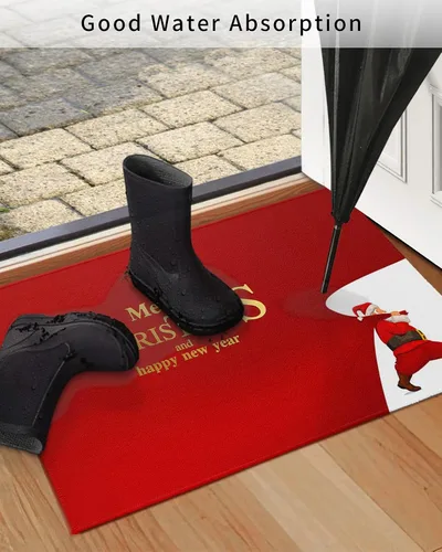 Miniatura 4 de Tapete para puerta delantera, antideslizante, absorbente, para puerta de entrada, para interiores y exteriores, tapete pequeño de Feliz Navidad