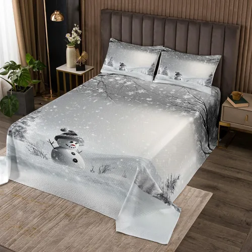 Miniatura 11 de Juego de colcha de Feliz Navidad, tamaño Queen para niños, niñas, decoración de Navidad, juego de edredón cuadrado negro y blanco, colcha geométrica