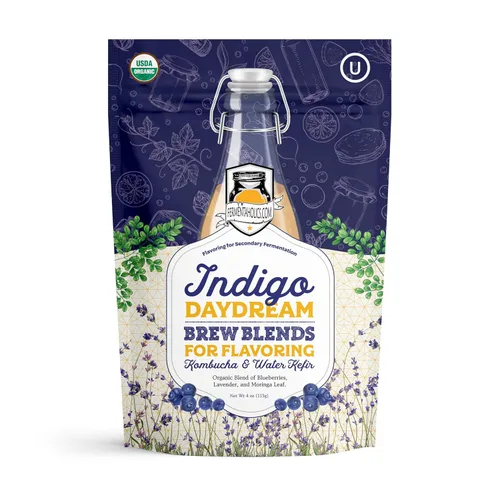 Indigo Daydream Brew Blend – 4 onzas – Sabor de lavanda y arándanos para kombucha y kéfir de agua – Añade notas florales suaves y dulzura de bayas a