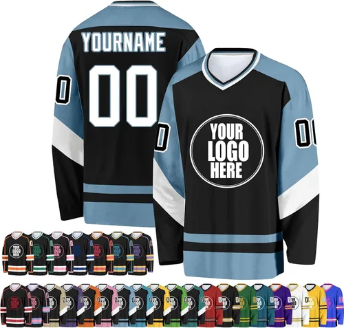 Miniatura 31 de Camiseta de hockey personalizada para hombres/mujeres/jóvenes/niños, nombre personalizado/número/logotipo de gran tamaño camiseta de entrenamiento
