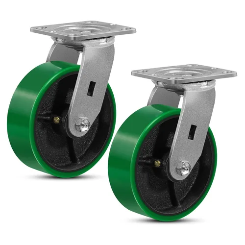 Miniatura 21 de Ruedas giratorias, ruedas industriales de 4 pulgadas resistentes, poliuretano en rueda de acero, ruedas giratorias de placa superior