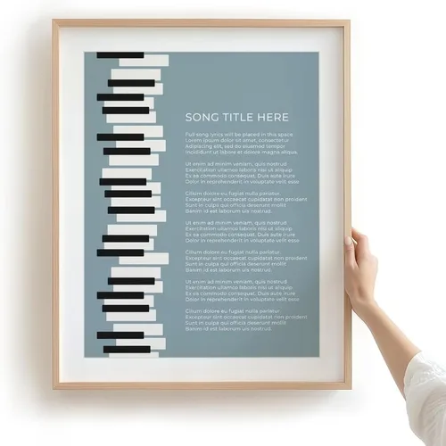 Miniatura 3 de Piano Keys Custom Songs Lyric Wall Art Print, Personalized Music Poster For Gallery Wall (Blue 11x14" Unframed Print)