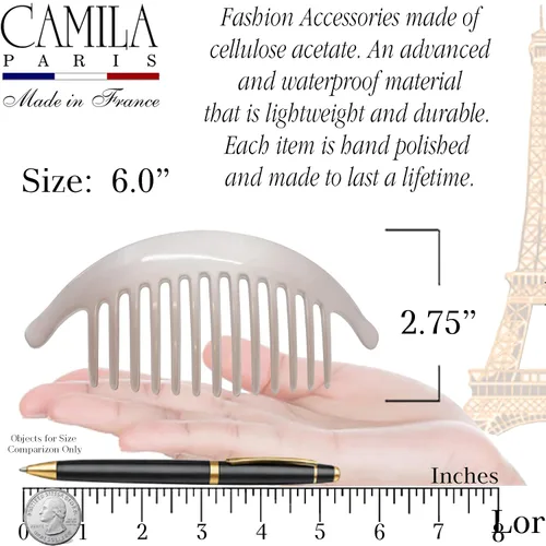 Miniatura 3 de Camila Paris CP3016 - Peines laterales franceses para el cabello, peines entrelazados con perlas beige, pinzas de sujeción fuerte para mujer, moño