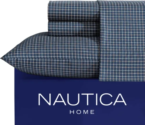 Miniatura 54 de Nautica - Juego de sábanas King, juego de ropa de cama de percal de algodón, vigorizante y fresco, ligero y transpirable