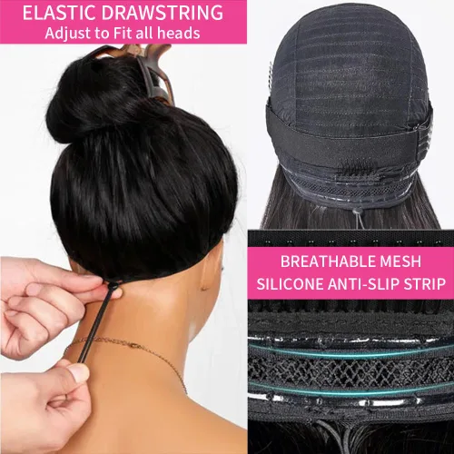 Miniatura 4 de Bling Hair - Pelucas de cabello humano lacio sin pegamento de 13 x 6 para mujer, peluca con cordón mejorada, densidad del 180%, peluca frontal
