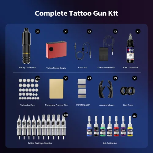Miniatura 2 de Pistola de Tatuaje, Solong Máquina de Tatuaje Rotativa Completa para Principiantes y Artistas Kit de Pistola de Tatuaje Profesional con Cartuchos