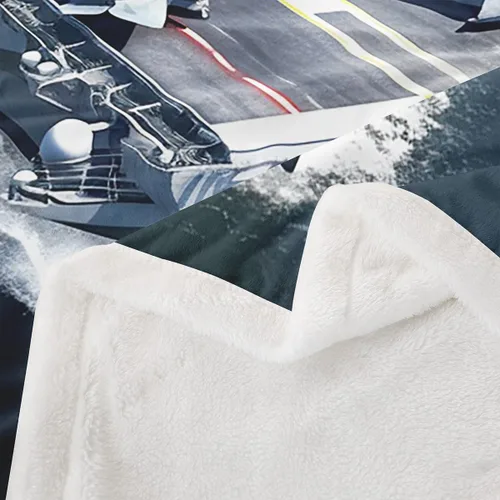 Miniatura 4 de Erosebridal Manta de forro polar para transporte de aviones, caza de acorazado, manta mullida para conducir en el mar, para niños, niñas
