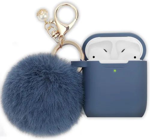 Miniatura 12 de Filoto Compatible con Funda para Airpod 2 y 1, Linda Funda Protectora de Silicona Accesorios Fundas/Llavero/Pompón, Mejor Regalo para Niñas y Negro