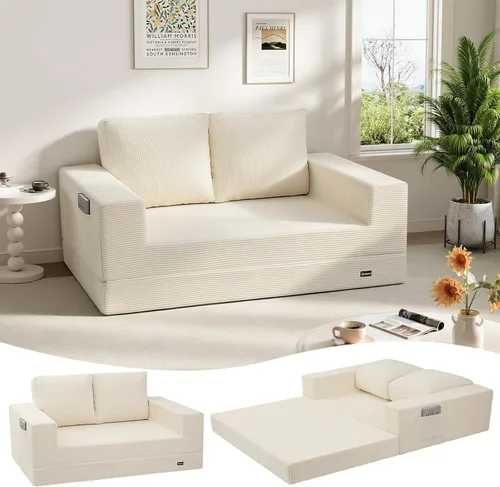 Miniatura 11 de COMAX Sofá cama futón, sofá cama convertible 4 en 1, sofás deshuesados para sala de estar, sofá biplaza plegable pequeño plegable que ahorra Gris