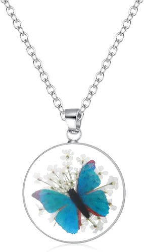 Miniatura 6 de Collar de mariposa Collar de flores silvestres prensadas Collar de resina Personalizado Prensado a mano Regalo para mujer