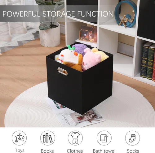Miniatura 5 de Cesta de organización plegable de tela, caja plegable con asas, cubos de almacenamiento de 13 x 13 pulgadas, juego de 4, cestas de almacenamiento