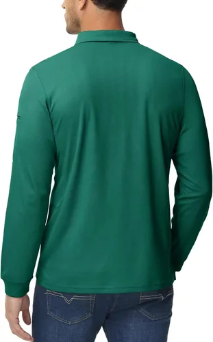 Miniatura 5 de MAGCOMSEN Camisas polo para hombre, 3 botones, secado rápido, manga larga, tácticas, camisa de golf