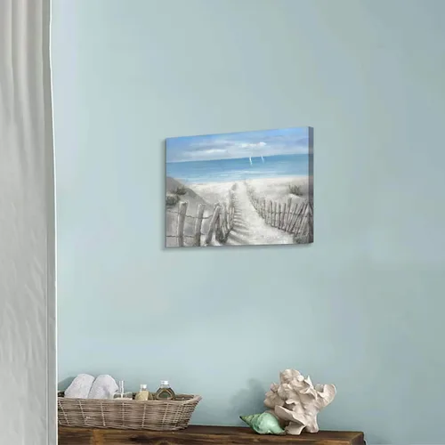 Miniatura 5 de Hardy Gallery Lienzo impreso con diseño de camino de playa: lienzo con imagen del océano costero, arte de pared tamaño pequeño para baño