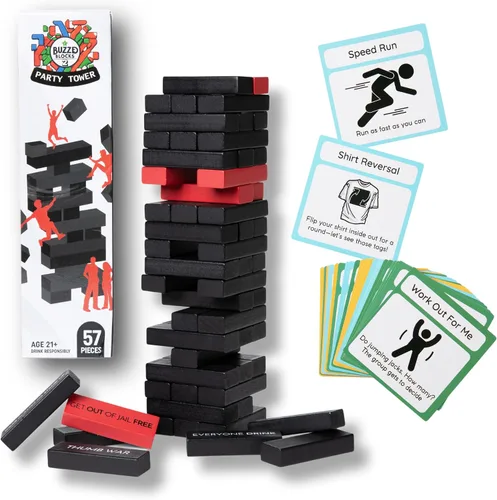Miniatura 7 de Buzzed Blocks Ultimate Party Tower con divertidos juegos y comandos Juego de apilamiento clásico con divertidas reglas originales Divertido