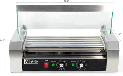 Miniatura 2 de VIVO HOTDG-V205 calentador eléctrico de 12 rodillos para parrilla de perritos calientes, acero inoxidable, comercial y doméstico, 750 W