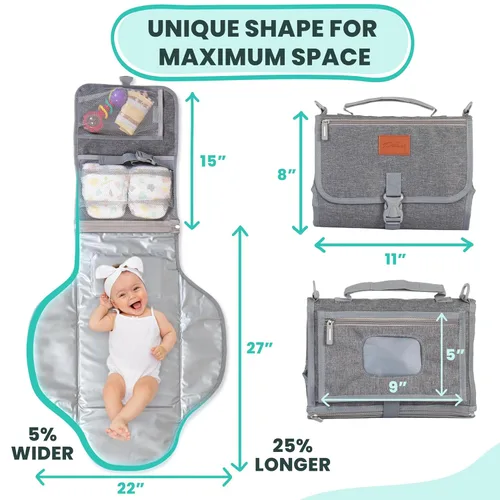 Miniatura 3 de Cambiador portátil para bebé – Cambiador de pañales portátil suave y cómodo con bolsillos para toallitas, impermeable y fácil de limpiar – Búsqueda