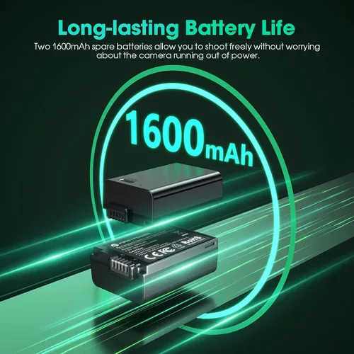 Miniatura 4 de FirstPower Batería EN-EL25 EN-EL25a, paquete de 2 unidades de 1600 mAh con carga rápida USB-C, compatible con Nikon ZFC, Z30, Z50 cámara y cargador