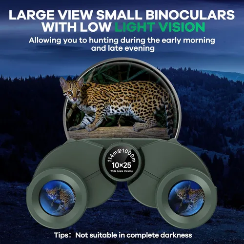 Miniatura 6 de Leacco Prismáticos compactos de 10 x 25 para adultos y niños, visión grande, binoculares pequeños impermeables con visión de poca luz prisma BAK4
