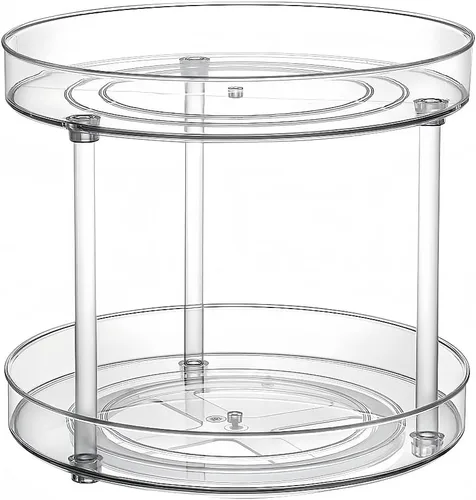 Miniatura 9 de Mesa giratoria Lazy Susan de 9.25 pulgadas, organizador giratorio de plástico transparente para gabinete, refrigerador, rotación de 360°, fácil
