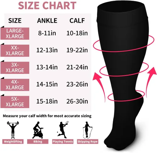 Miniatura 6 de Laite Hebe Plus Size Compression Socks for Women and Men-3 pairs Wide Calf Knee High Support for Circulation