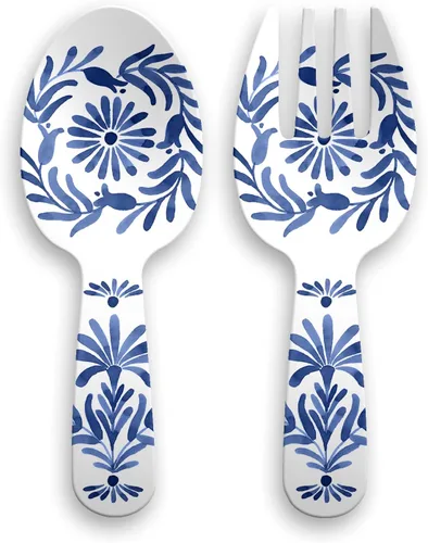 Azul - Pinzas para ensalada de melamina duraderas de 10.6 pulgadas, resistentes a las roturas y aptas para lavavajillas, 2 piezas para interiores y