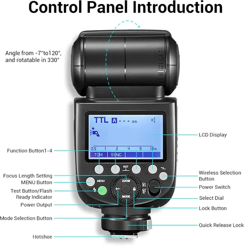 Miniatura 5 de Godox TT685II TT685II-S Flash para Sony, 2.4G TTL Flash externo Speedlite HSS 1/8000s GN60, bloqueo de liberación rápida, conversión instantánea TCM