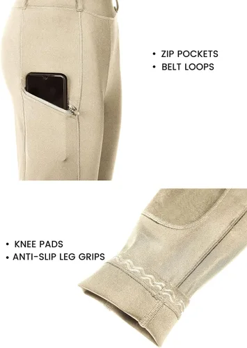 Miniatura 3 de Willit Mallas de equitación para mujer, pantalones de equitación ecuestre, pantalones de equitación, mallas escolares con bolsillos con cremallera