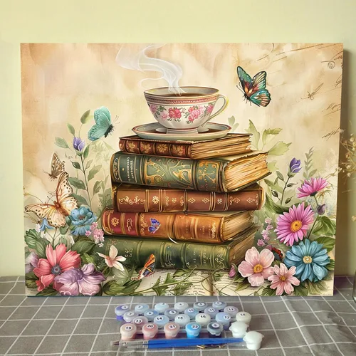 Miniatura 36 de Aihonmin Estantería 6 Pack Pintar por Números para Adultos Libros Pintura DIY sobre Lienzo con Pinceles Pigmento Manualidades DIY Pintura Acrílica
