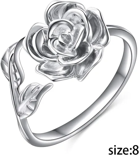 Miniatura 16 de Anillos abiertos ajustables de plata de ley S925, anillo de rosa para mujeres y adolescentes