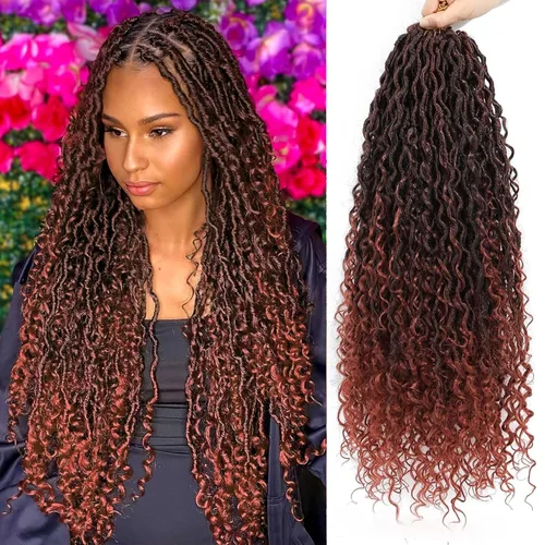 Miniatura 54 de Alicoco Goddess Locs Cabello de Ganchillo 12 Pulgadas 8 Paquetes Rastas Sintéticas de Ganchillo Para Mujeres Rastas Suaves Boho Pre-enrolladas River