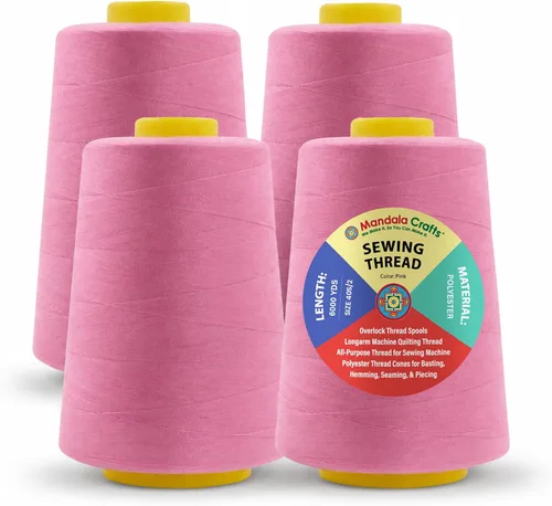 Miniatura 43 de Mandala Crafts 4 Pack of Serger Threads Cones Spools - 20S/2 24000 Yards Polyester Baby Blue Threads for Sergers Machine and Overlock Quilting
