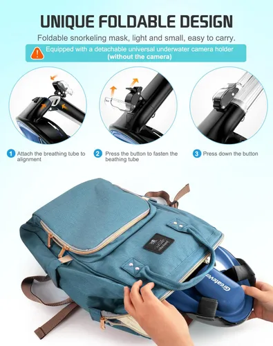 Miniatura 7 de Greatever Máscara de esnórquel de cara completa, equipo de esnórquel para adultos con el último sistema de respiración de parte superior seca y Azul