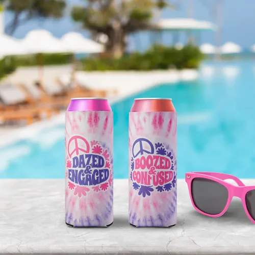 Miniatura 7 de Aturdido & Comprometido despedida de soltera Coozies Skinny Can Incluye Bride Coozie y Slim Bachelorette Coozies para fiesta de los 70