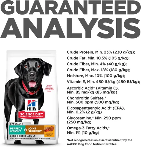 Miniatura 11 de Hill's Science Diet Alimento seco para perros adultos de raza grande con peso perfecto y apoyo articular 1-5, proteína de calidad para el manejo